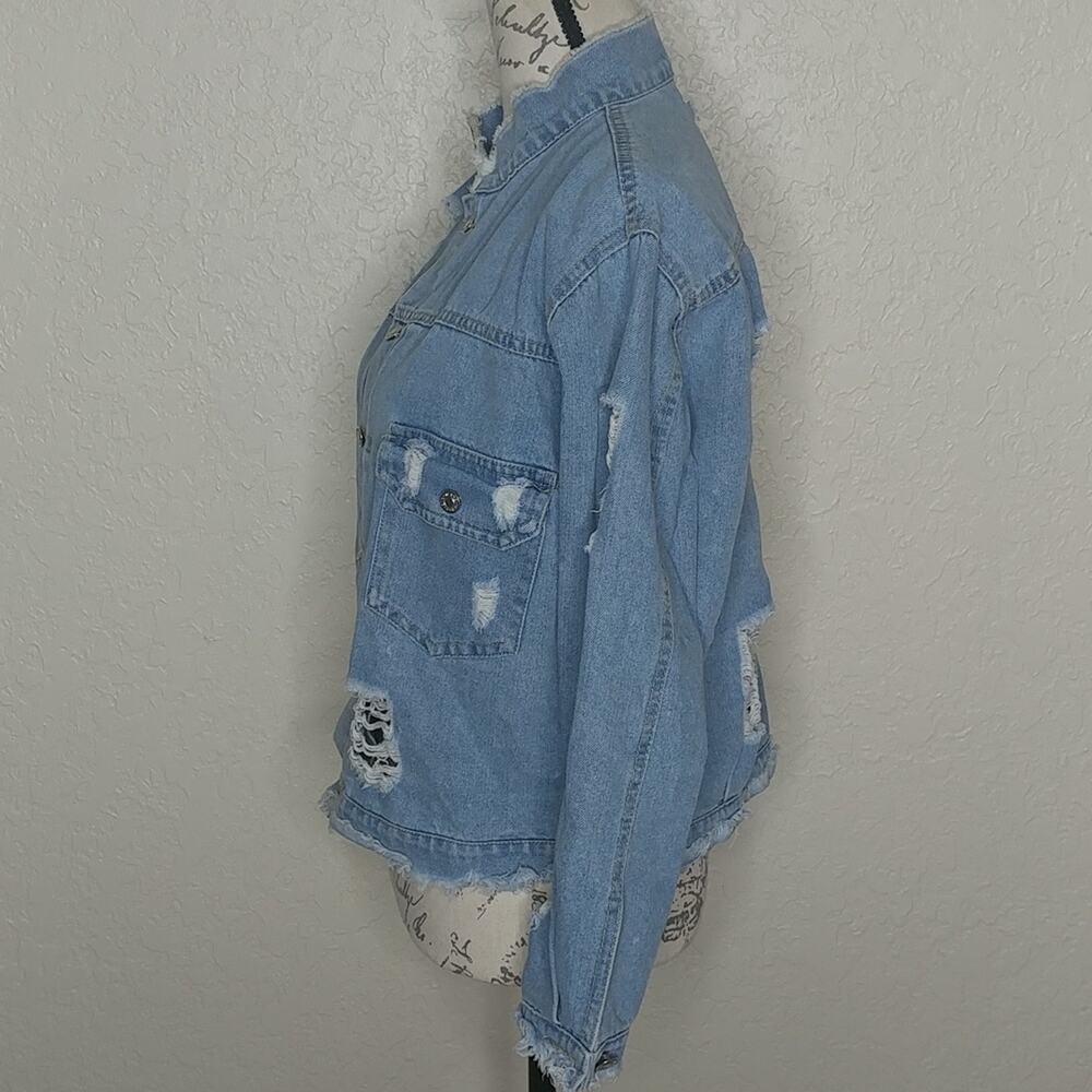 Distressed Jean Jacket‎ Blue - Picture 2 of 6